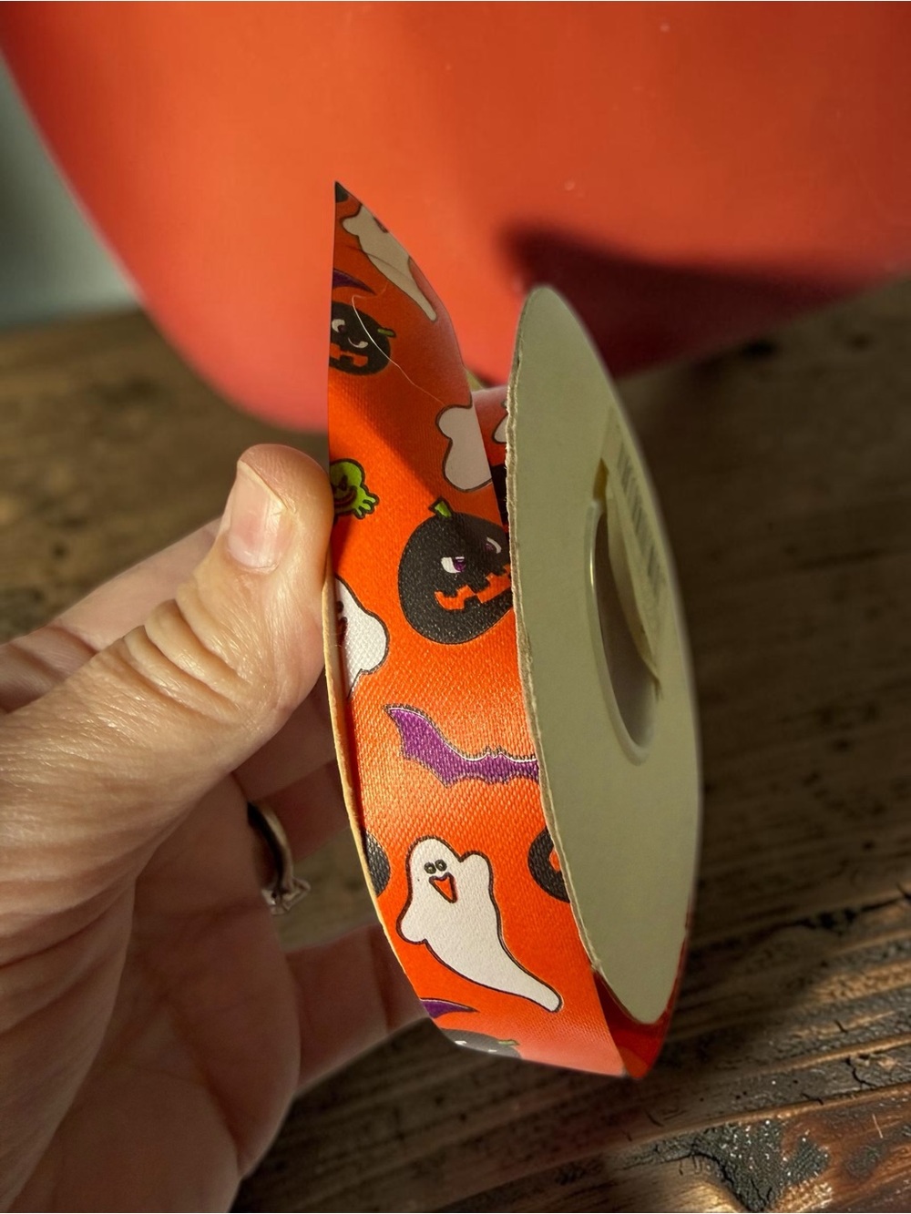 Berwick Flora-Satin Halloween Ribbon Orange Ghosts Pumpkins Bats 50 Yds Craft